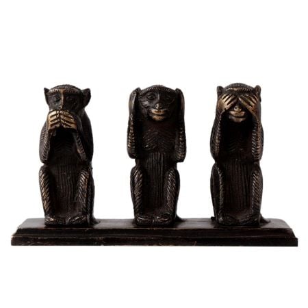 Hancrafte Three Brass Monkeys Statue Showpiece